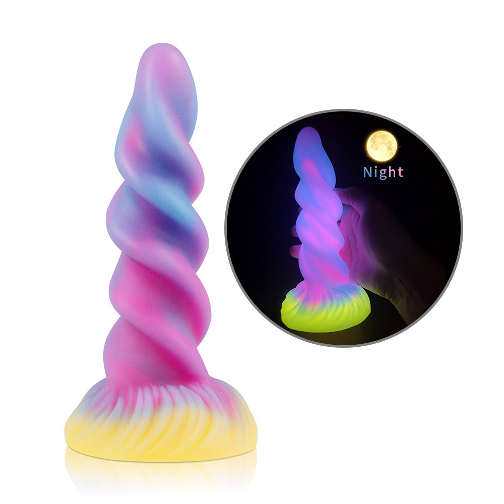 Mixed Color Luminous Spiral Silicone Dildo