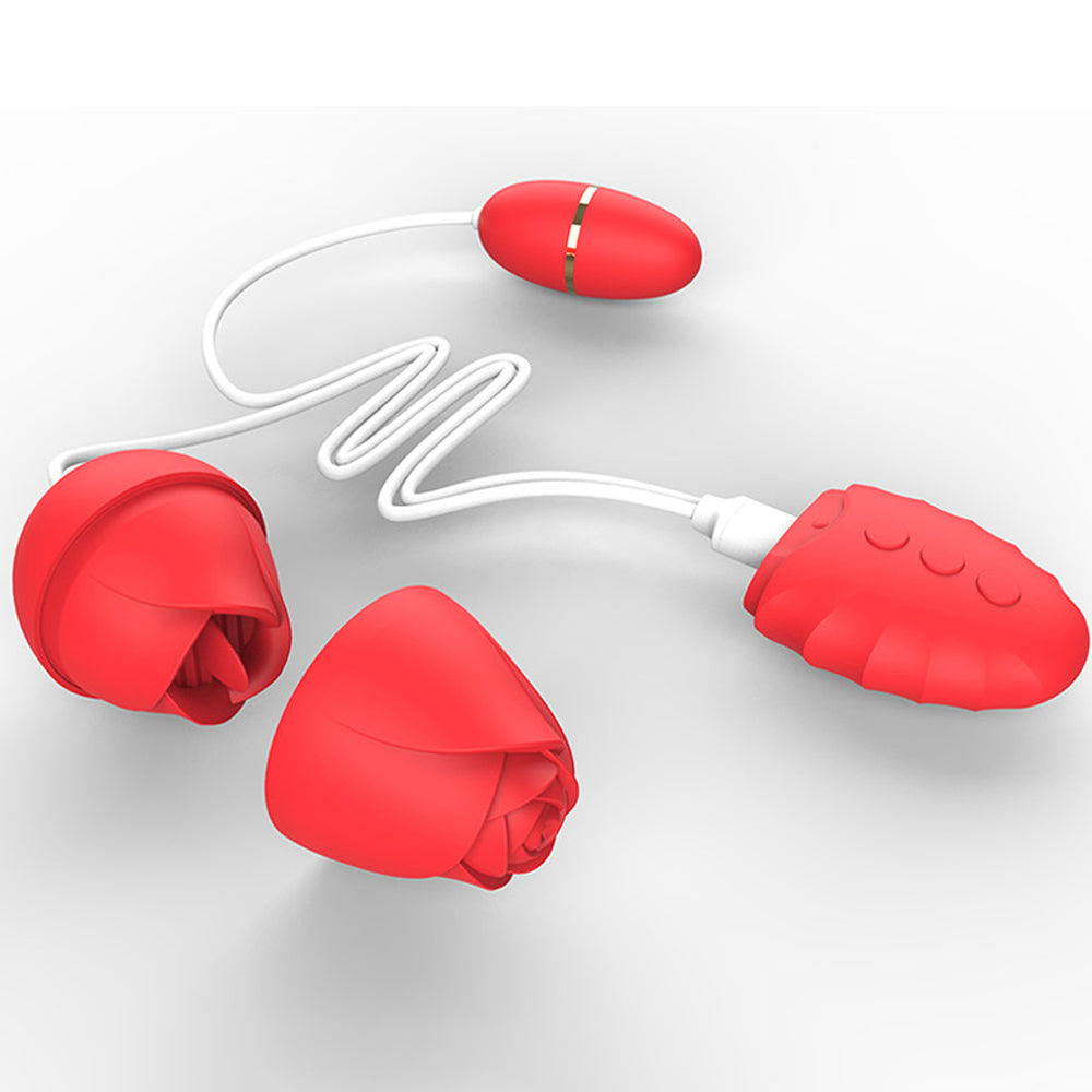 Double Tongue Licking Rose Vibrator Female Vibrating Egg