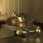 Gold Metal Back Chamber Threaded Anal Expansion Butt Plug