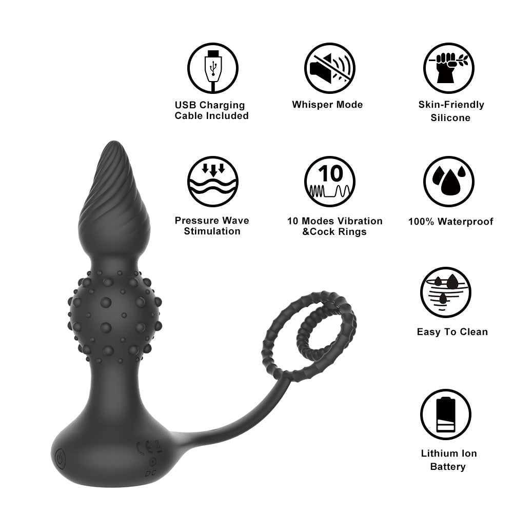 Remote Control Vibrating Anal Beads | Silicone Thrusting Butt Plug