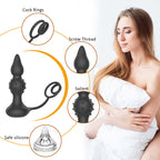 Remote Control Vibrating Anal Beads | Silicone Thrusting Butt Plug