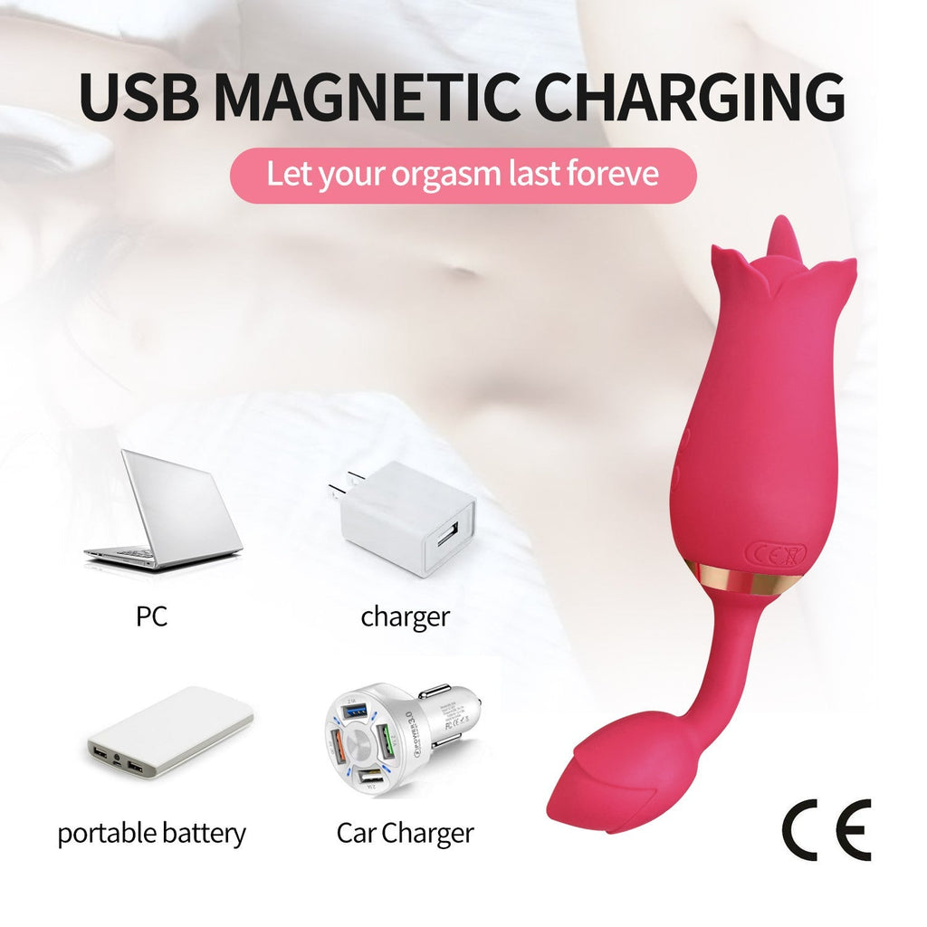 9 Vibration Modes Rose Tongue Vibrator for Women with Vibrating Egg