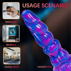 Special Shaped Mixed Color Liquid Silicone Manual Dildo