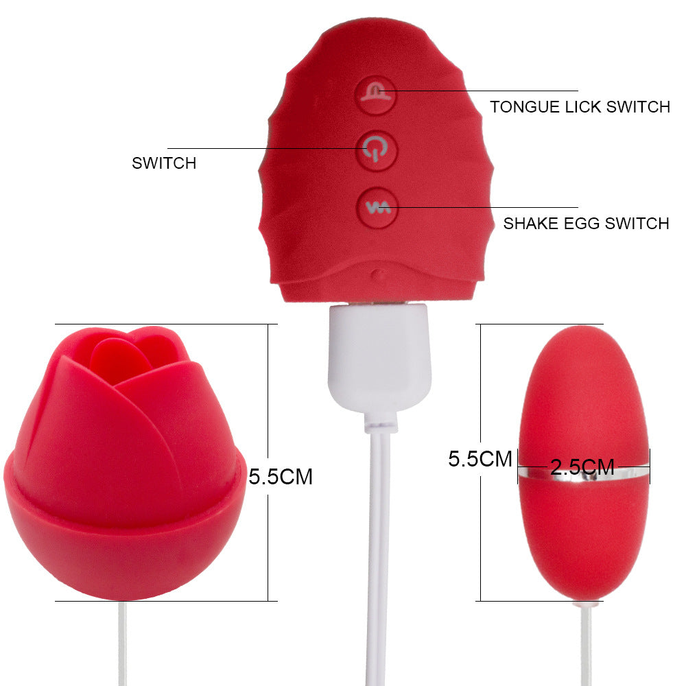 Double Tongue Licking Rose Vibrator Female Vibrating Egg