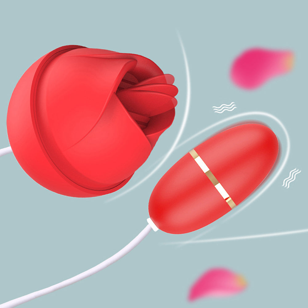 Double Tongue Licking Rose Vibrator Female Vibrating Egg