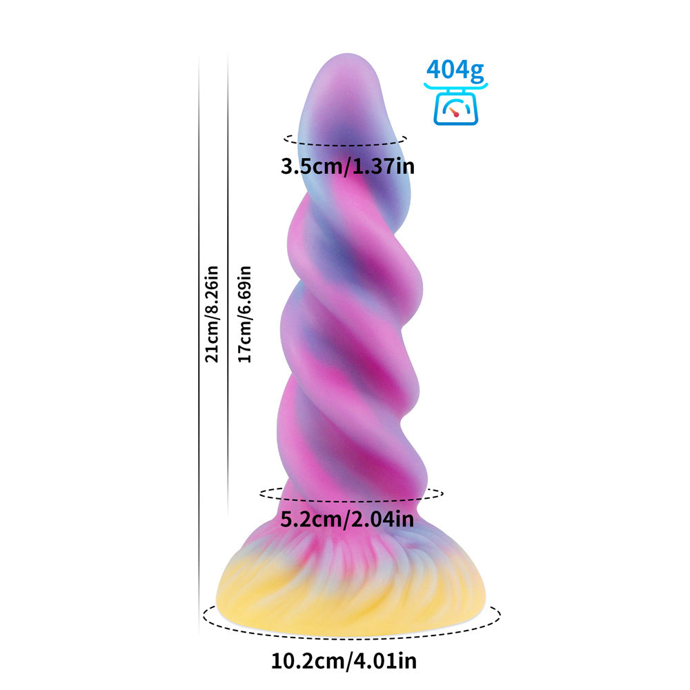 Mixed Color Luminous Spiral Silicone Dildo
