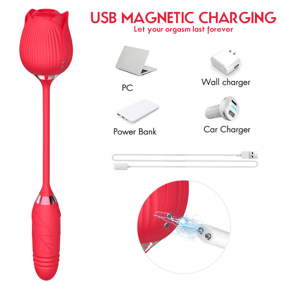 Rose Vibrator With Bullet Tongue