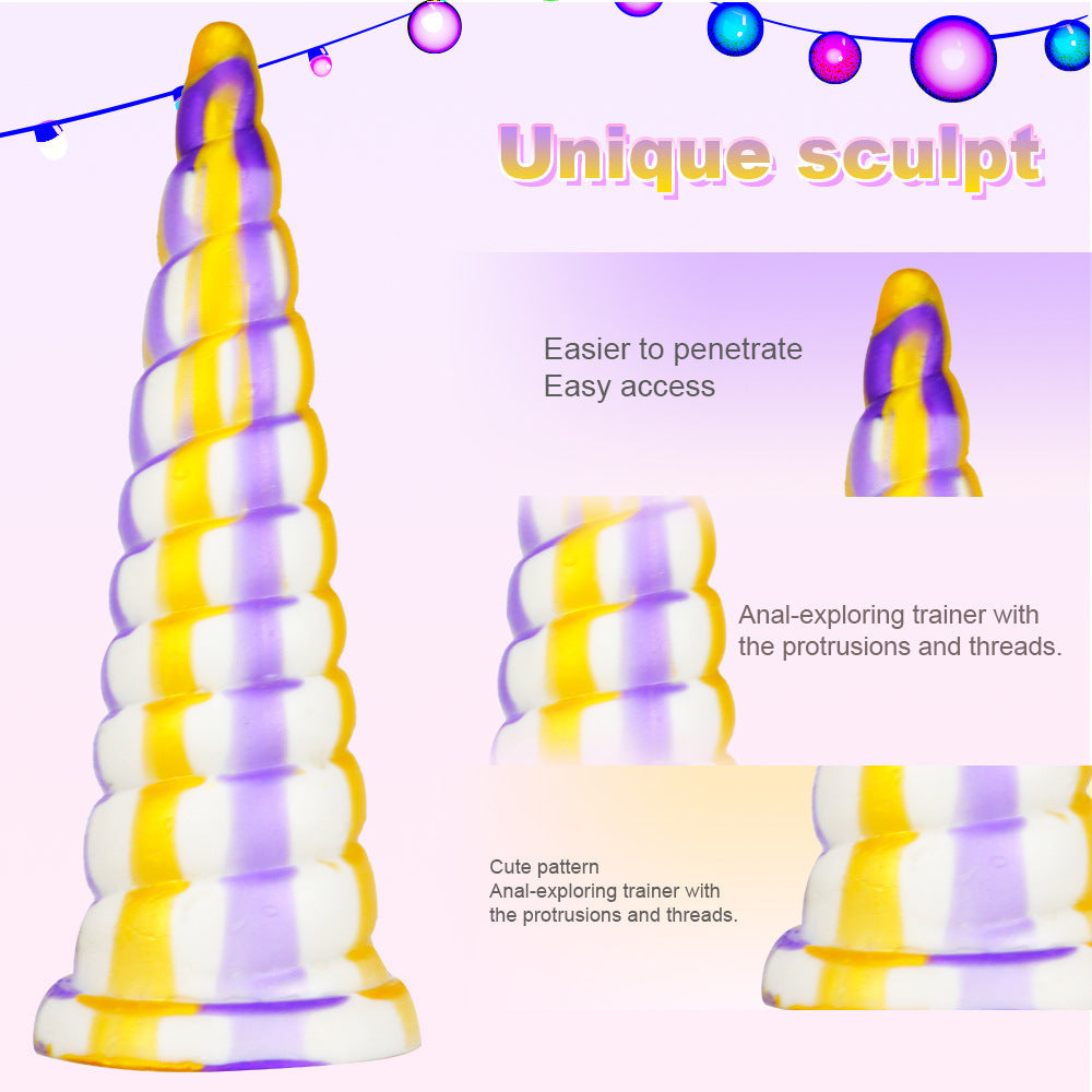 Colorful Threaded Silicone Special-Shaped Artificial Dildo
