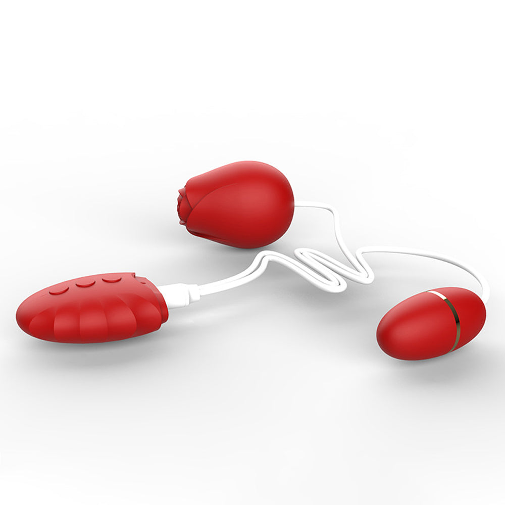 Double Tongue Licking Rose Vibrator Female Vibrating Egg