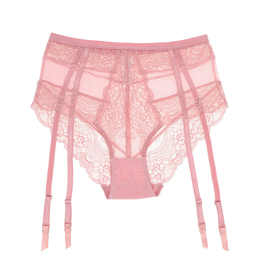 High Waist Sexy Transparent Lace Panties Garter Belt