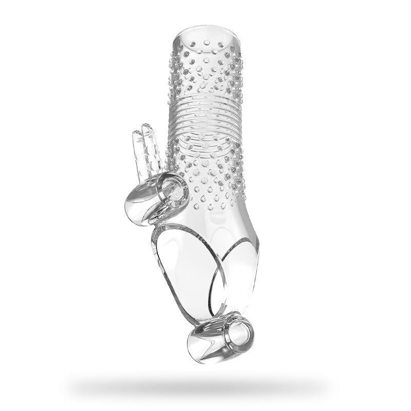 Uxol Silicone Textured Erection Transparent Vibrating Penis Sleeve