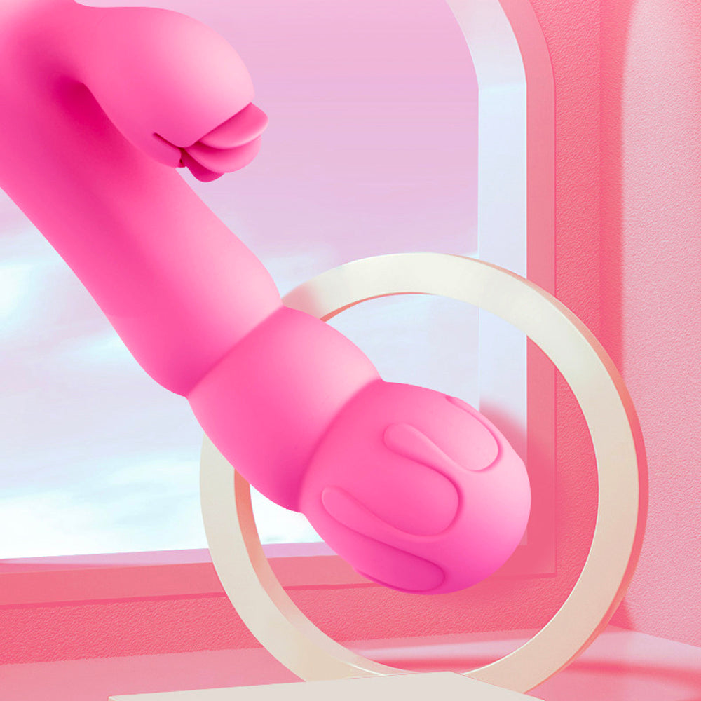 Tongue Licking Pink Dildo Electric Tongue Vibrator