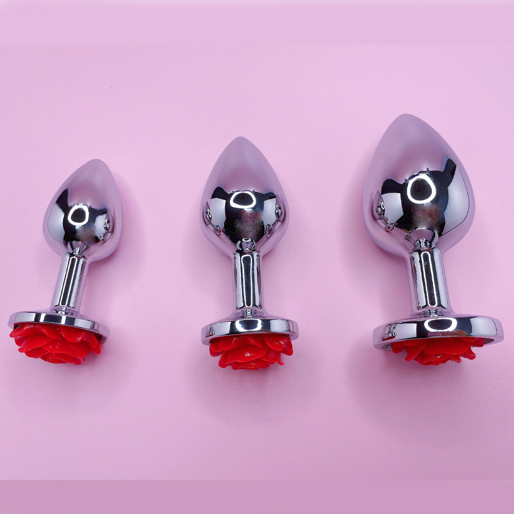 Rose Metal Butt Plug | Silver Small Anal Plug Sex