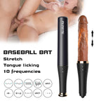 Baseball Bat 10 Vibrating & Thrusting Heating Telescopic Realistic Dildos