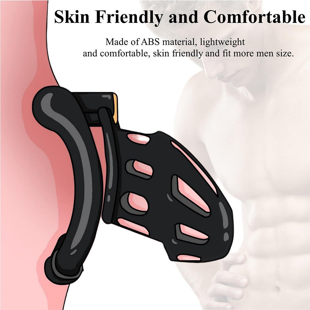 Lightweight Male Chastity Cage with 4 Size Rings