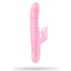 Pink Vibrator Dildo-Tongue Vibrator Heated Silicone Dildo