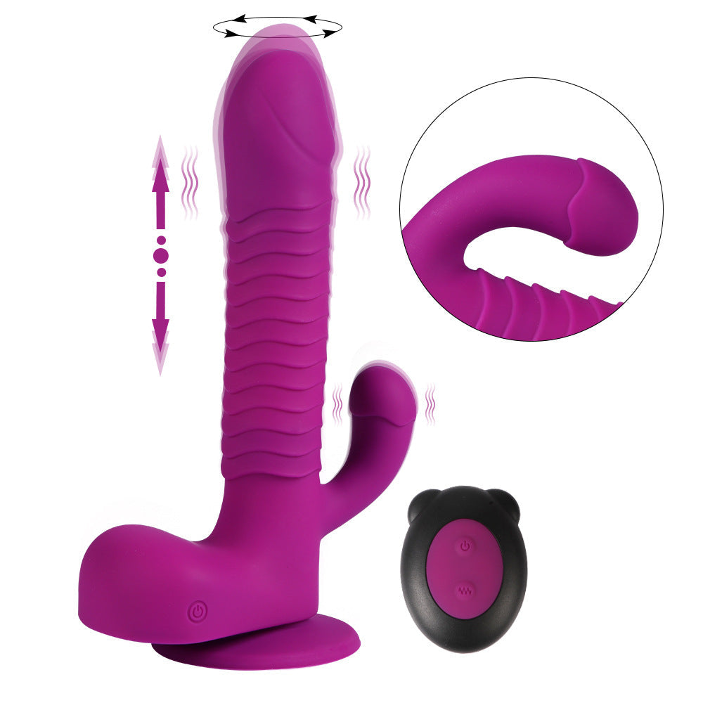 Suction Cup Rabbit Dildo Vibrator with Rotating Thrusting Remote Control