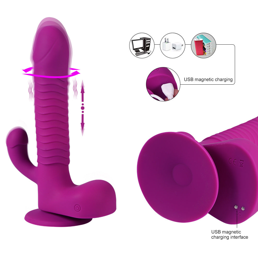 Suction Cup Rabbit Dildo Vibrator with Rotating Thrusting Remote Control