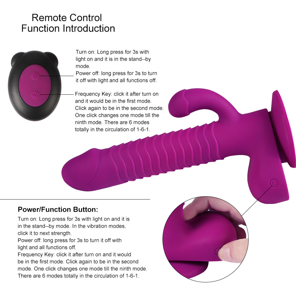 Suction Cup Rabbit Dildo Vibrator with Rotating Thrusting Remote Control
