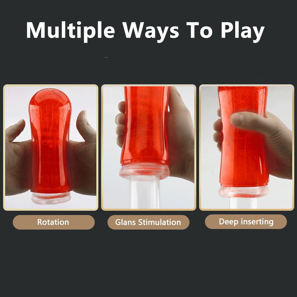 Red Eagle 10 Vibrations Air Pressure Sucking Electric Male Stroker Transparent Soft for Penis Stimulation