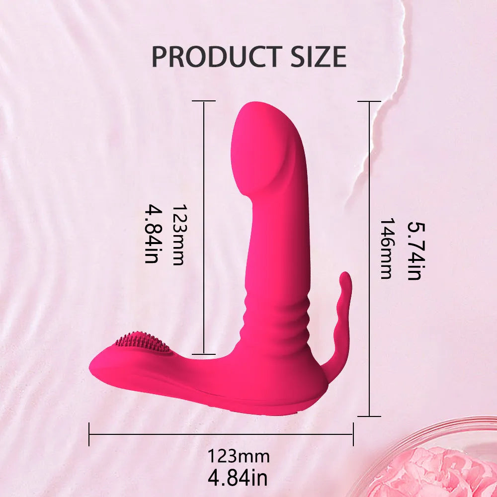 Pink Female Vibrator Strap on Thrusting Dildo APP Control