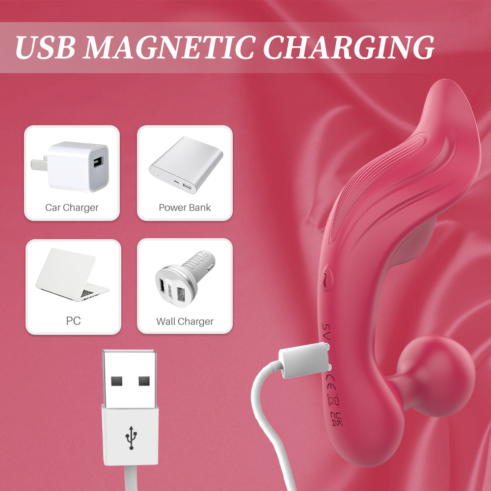 9 Band Couples Vibrator - Rechargeable Red Rose Vibrate Sex Toy
