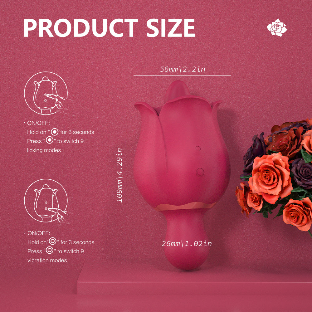 9 Frequency Rose Vibrators Vibrating Tongue Clitoris Stimulator
