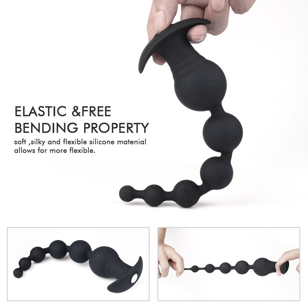 Uxol 9 Frequency Vibrating Silicone Anal Bead Charging Butt Plug