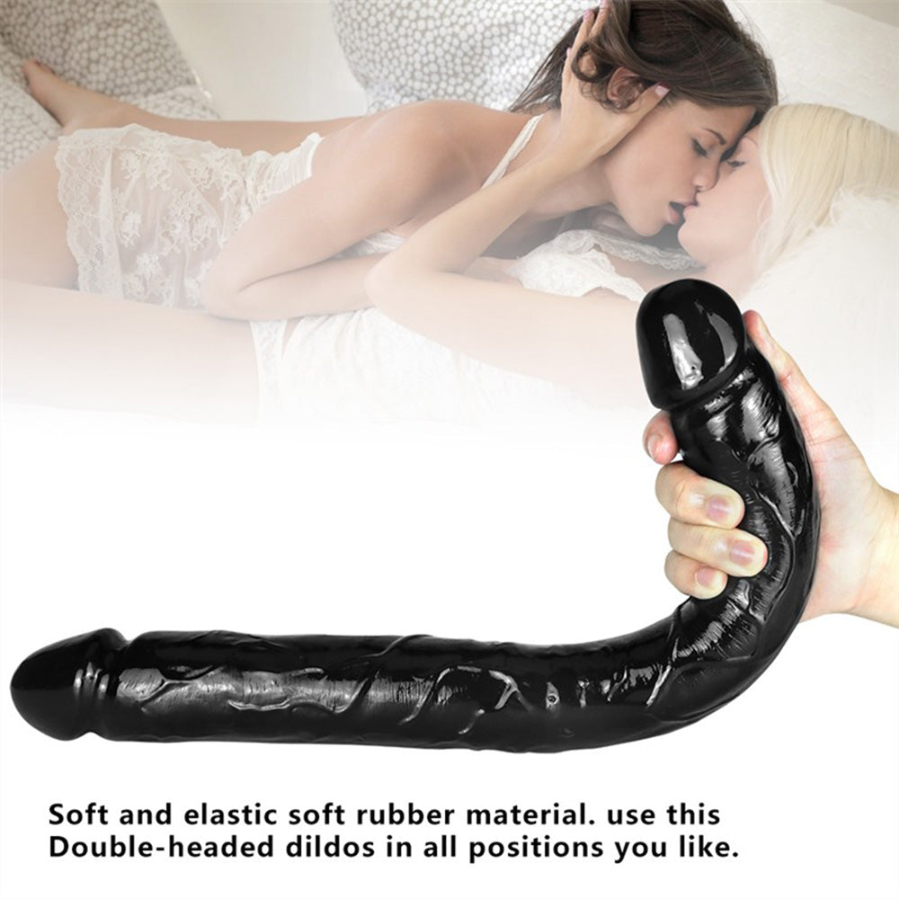 18 Inch Black Lesbian Double Ended PVC Dildo