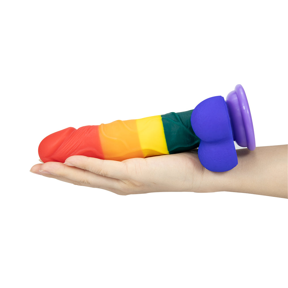8 Inch Allovers Dildo Transparent Sucker Rainbow Dildo
