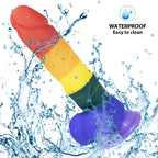 8 Inch Allovers Dildo Transparent Sucker Rainbow Dildo