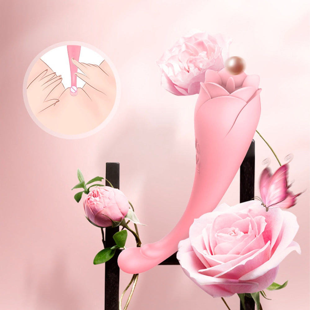 Rose Sex Toy Nipple Vibrator - Tongue Licking and Clit Sucking
