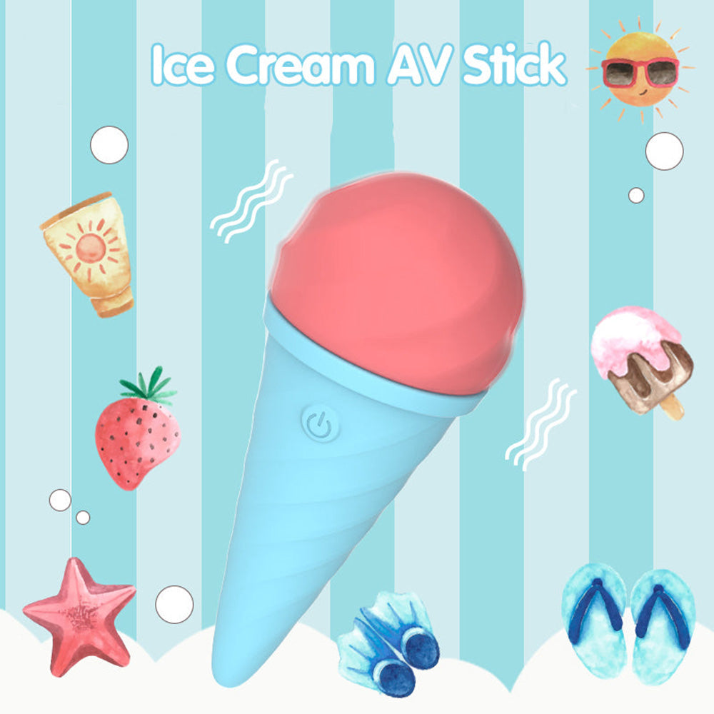 Cordless Cute Ice Cream 10 Vibrating Modes Wand Massager