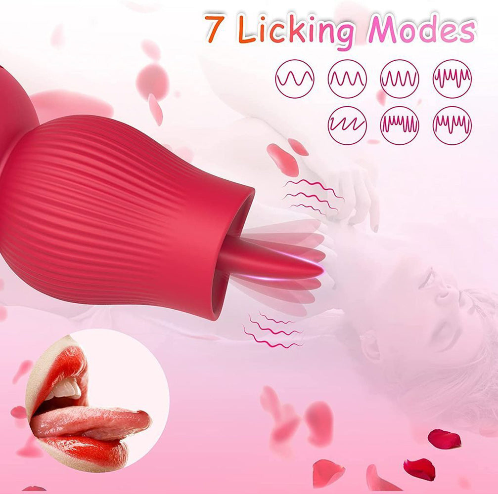 2 in 1 Rose Suction Vibrator and Tongue Vibrator for Female Male