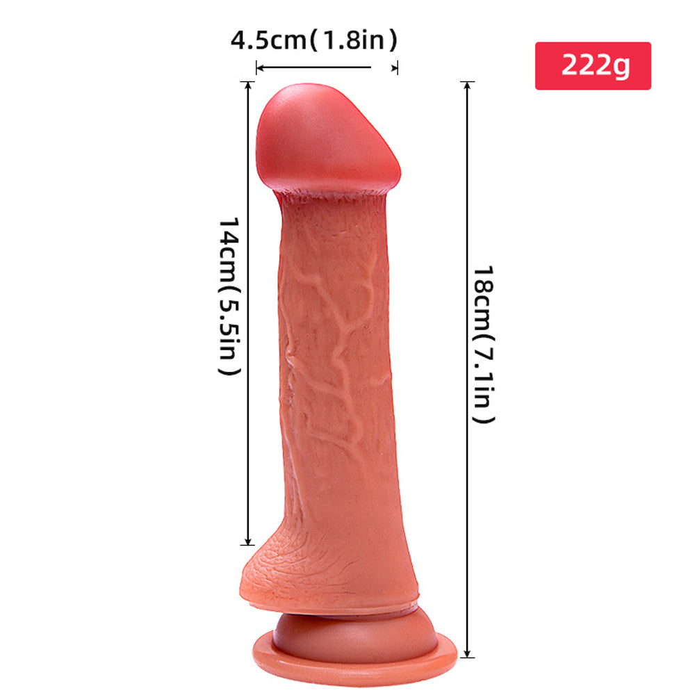 7.1 Inch Thickened Silicone Dildo| Suction Cup Allovers Thrusting Dildo