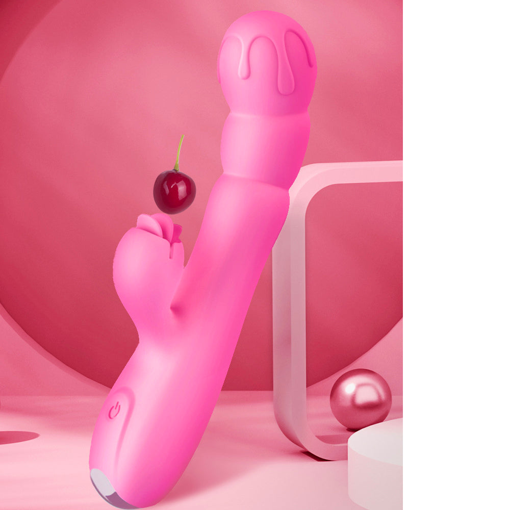 Tongue Licking Pink Dildo Electric Tongue Vibrator