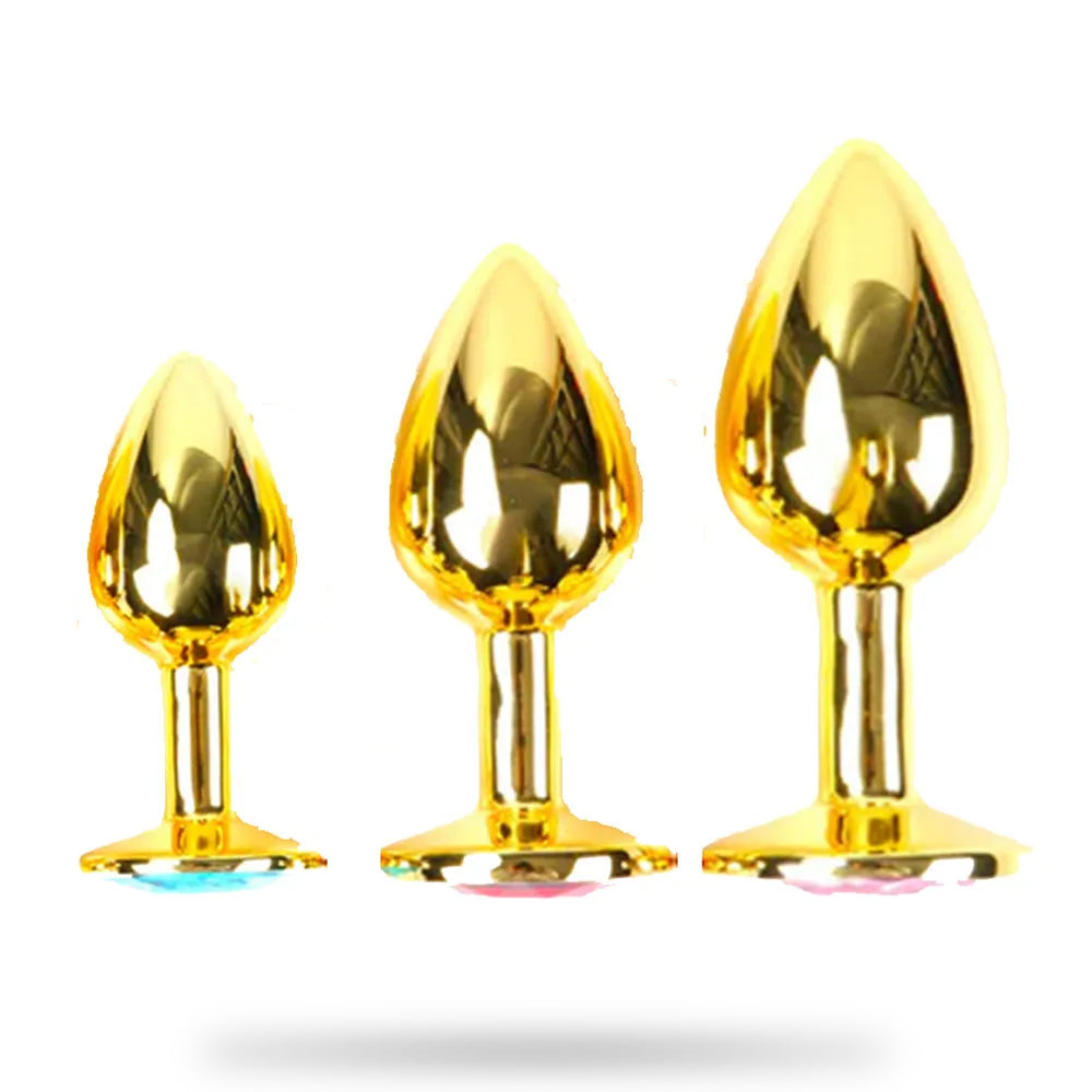 Round Metal Butt Plug - Stainless Steel Jewel Butt Plug Anal