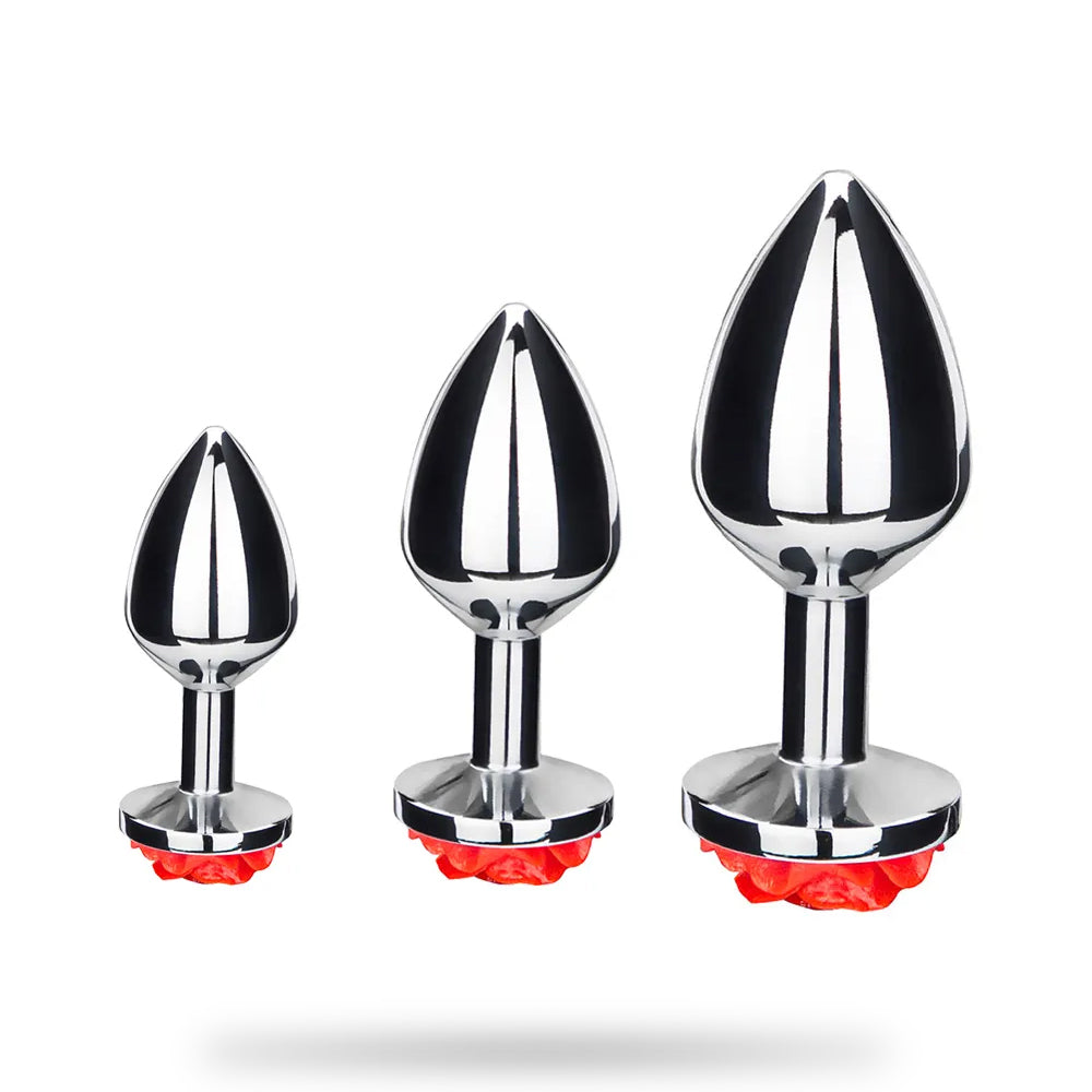 Rose Metal Butt Plug | Silver Small Anal Plug Sex