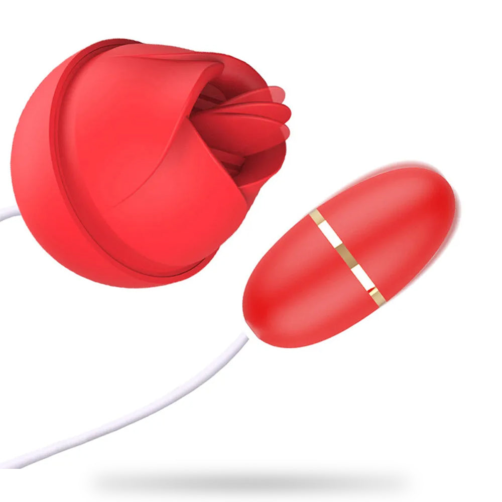 Double Tongue Licking Rose Vibrator Female Vibrating Egg