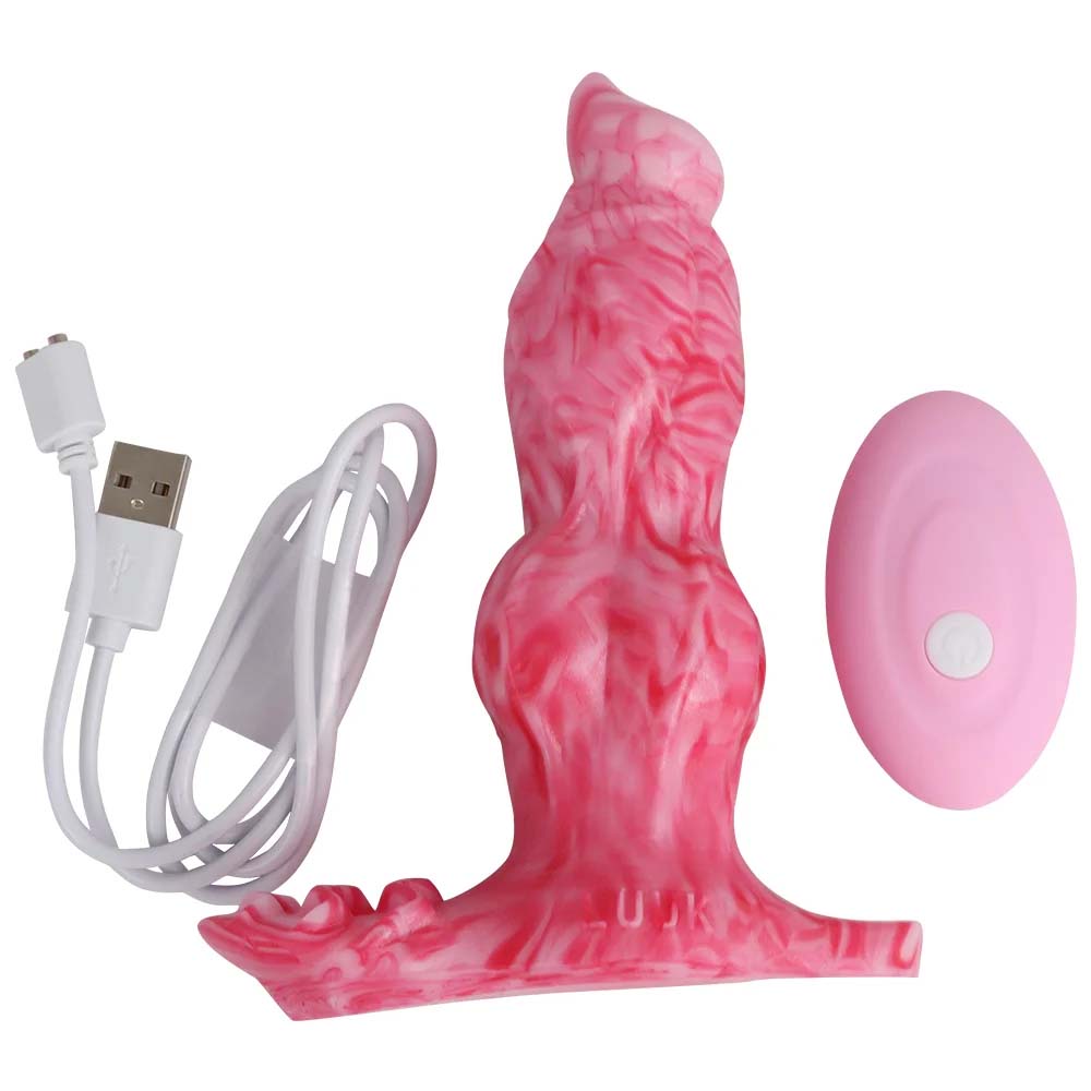 Wireless Remote Control Silicone Electric Anal Plug Dog Penis Fantasy Dildo