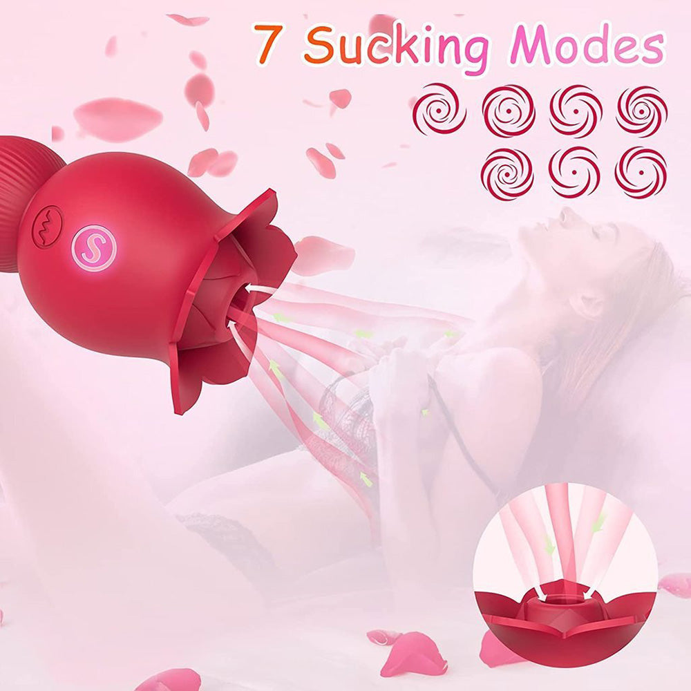 2 in 1 Rose Suction Vibrator and Tongue Vibrator for Female Male