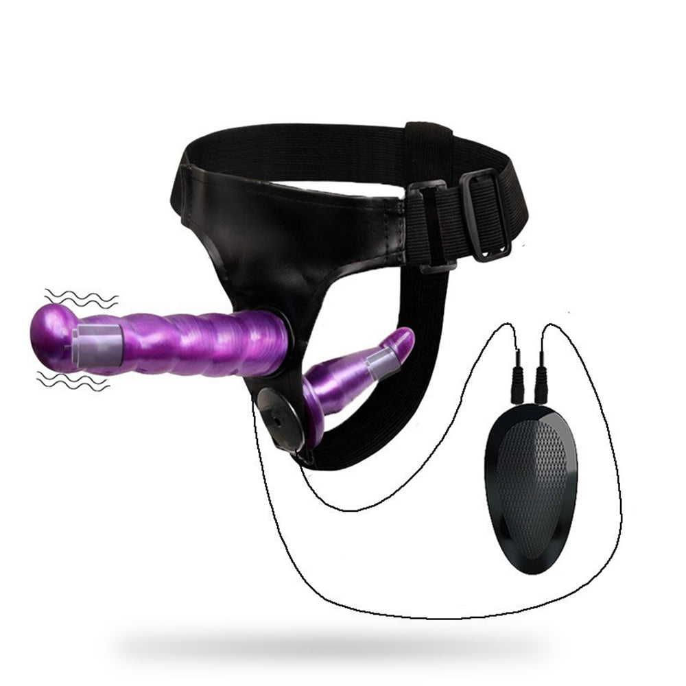 Wireless Remote Control Vibrating Bondage Wearable Double-Ended Realistic Silicone Dildo