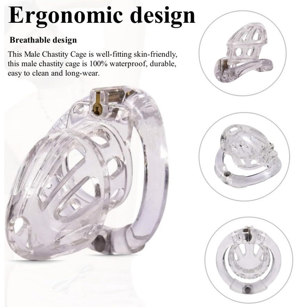 Lightweight Male Chastity Cage with 4 Size Rings