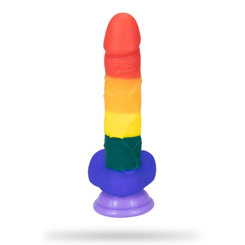 8 Inch Allovers Dildo Transparent Sucker Rainbow Dildo