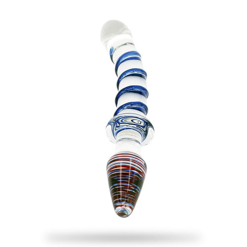 Colorful Ribbon Glass Dildo Crystal Female Masturbation Wand