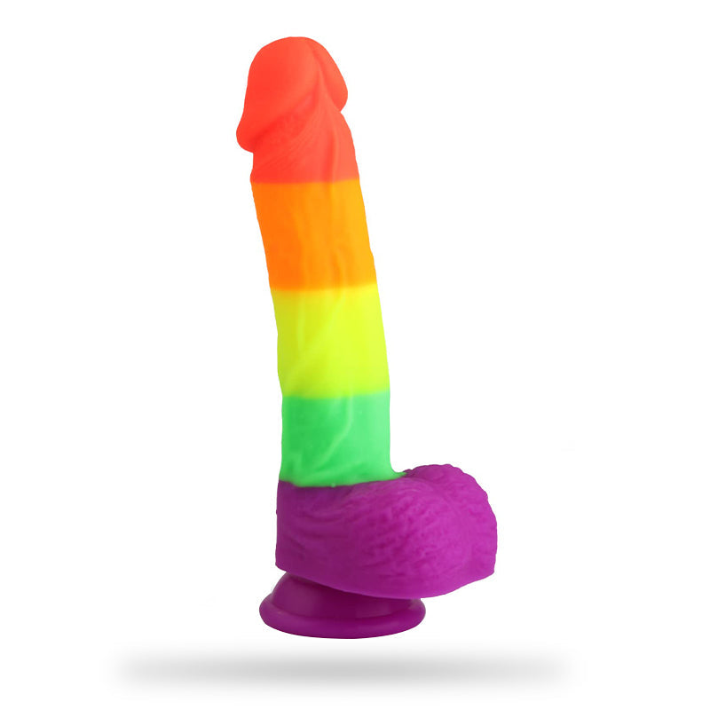 Powerful Suction Cup Base 8.1-Inch Realistic Rainbow Dildo