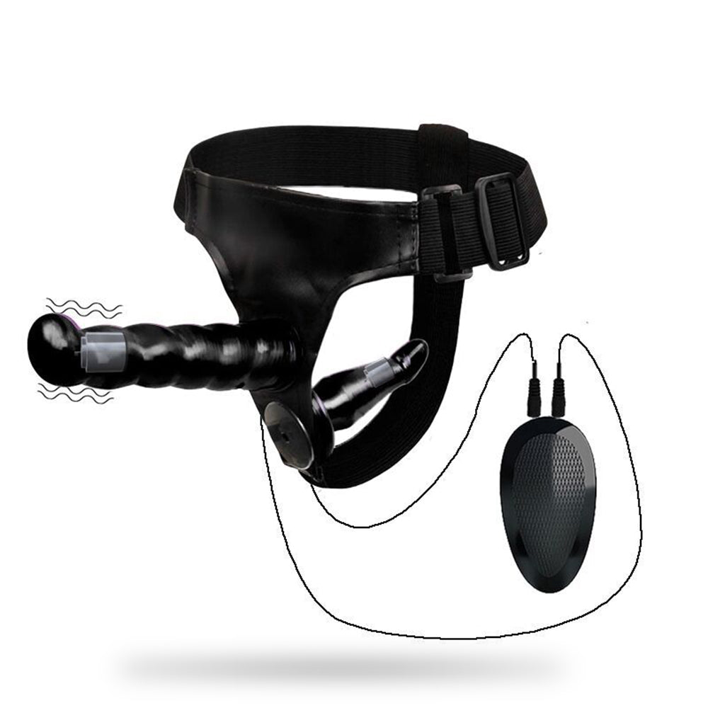 Wireless Remote Control Vibrating Bondage Wearable Double-Ended Realistic Silicone Dildo