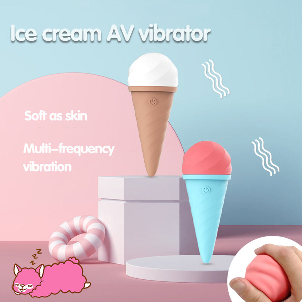 Cordless Cute Ice Cream 10 Vibrating Modes Wand Massager