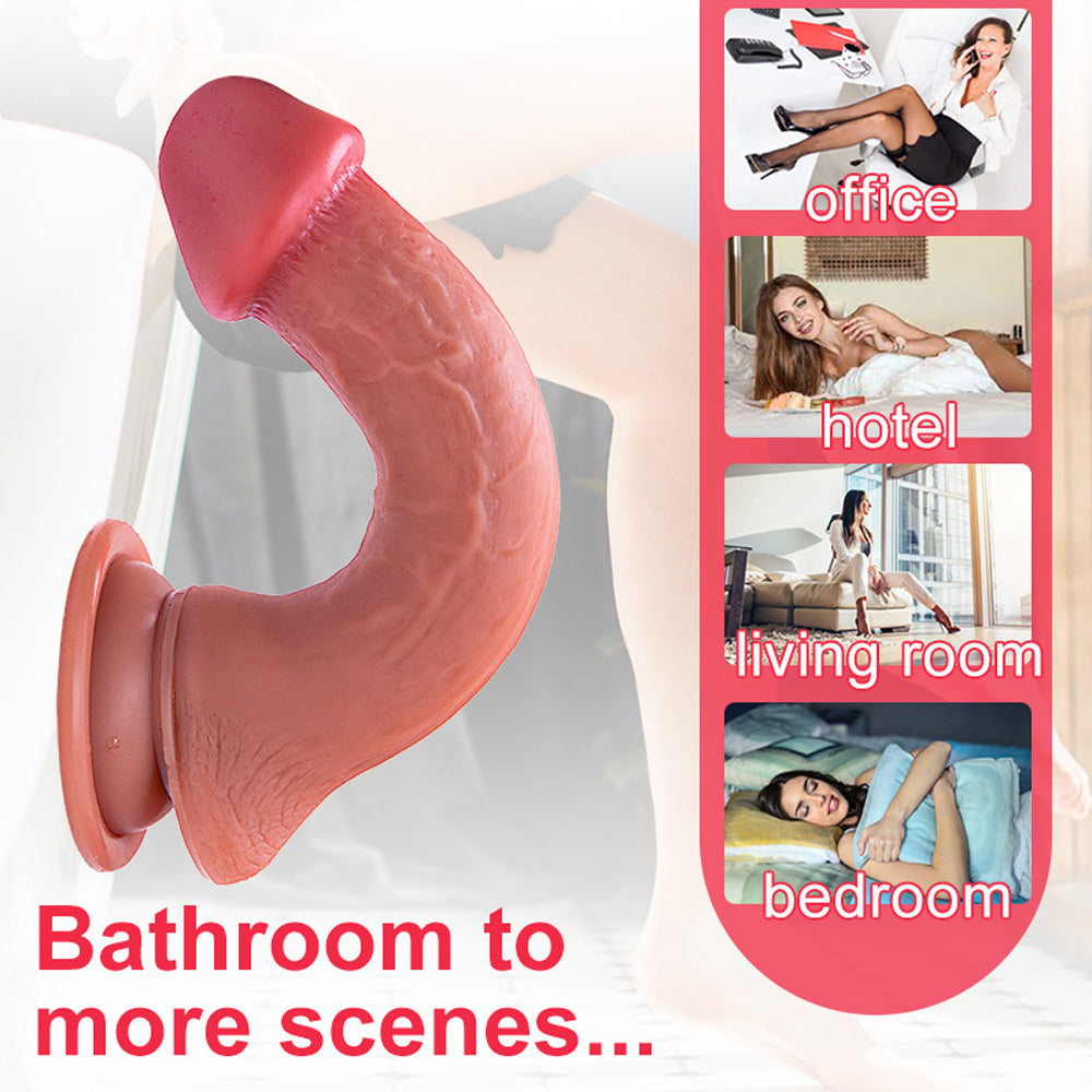 7.1 Inch Thickened Silicone Dildo| Suction Cup Allovers Thrusting Dildo