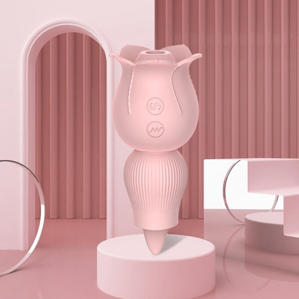 2 in 1 Rose Suction Vibrator and Tongue Vibrator for Female Male